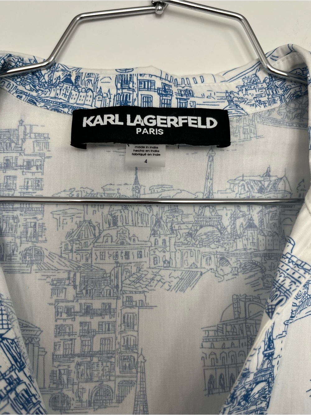 Karl Lagerfeld White and Blue Printed Midi Dress - Picture 4 of 7